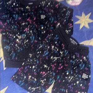 Primark Kids Matching Set - Black with Multicolor Splashes